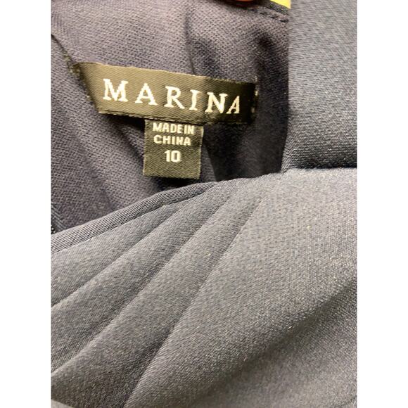 Marina Blue Sleeveless Bodycon Asymmetrical Neckline Formal Dress Size 10 NWT - Picture 3 of 6